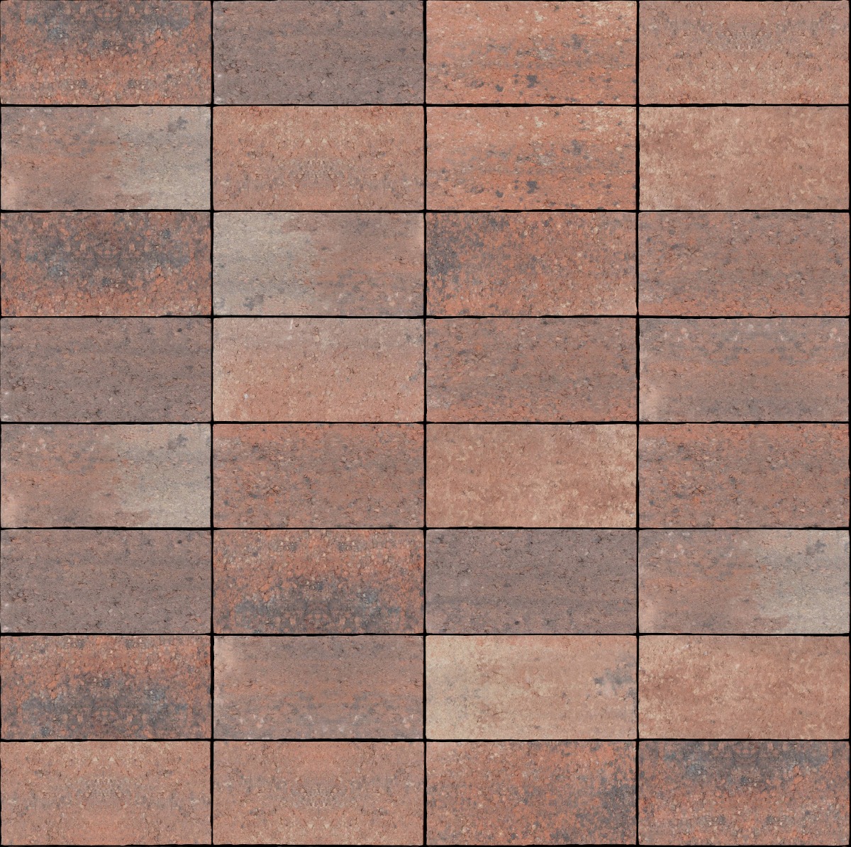 A seamless stone texture with pavestone classic autumn blend blocks arranged in a Stack pattern