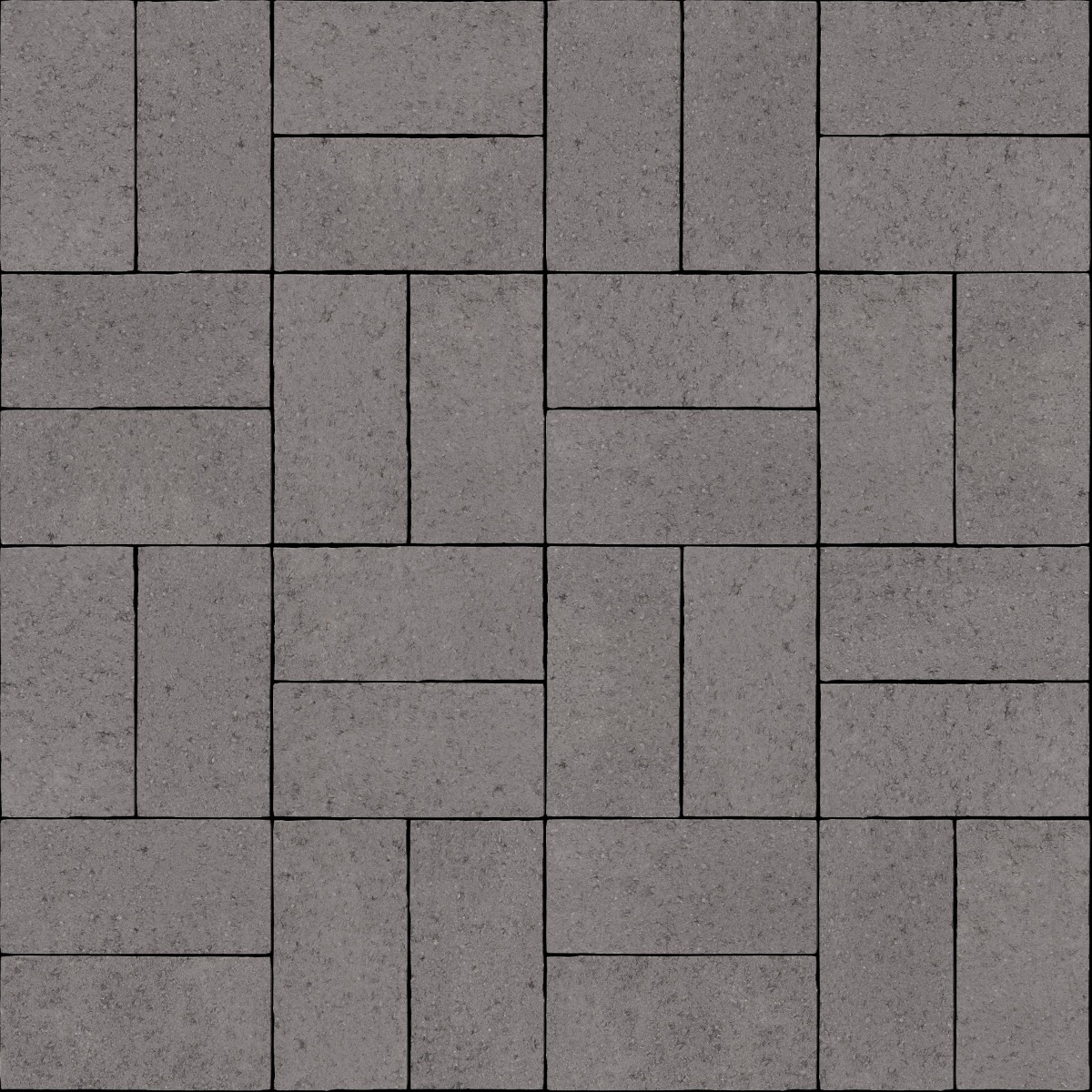 A seamless stone texture with pavestone classic charcoal blocks arranged in a Basketweave pattern