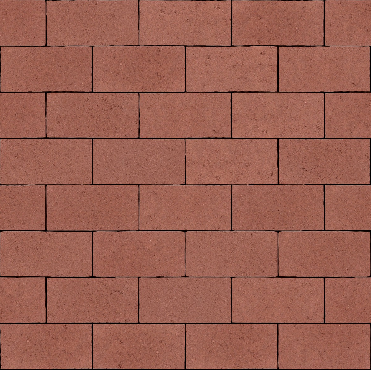 A seamless stone texture with pavestone classic heritage red blocks arranged in a Stretcher pattern