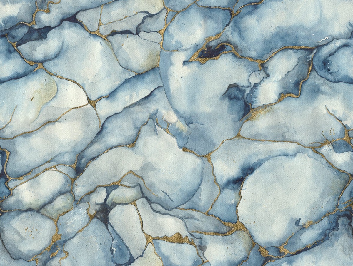 A seamless wallpaper texture with agate dreams, blue units arranged in a None pattern