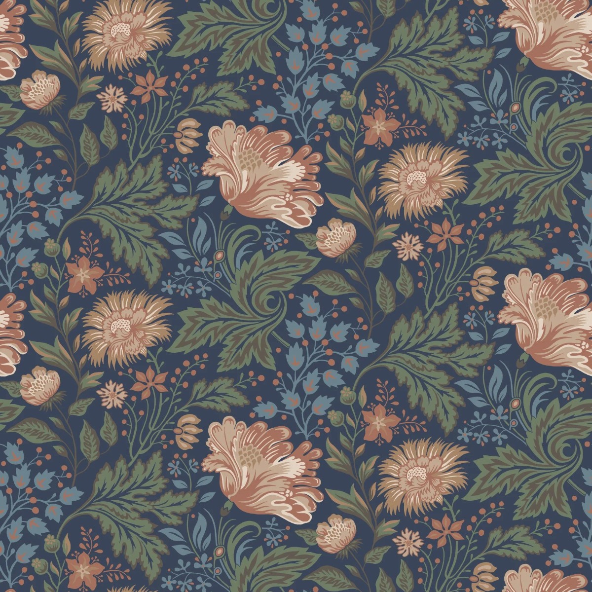 A seamless wallpaper texture with ava, classic blue units arranged in a Stretcher pattern