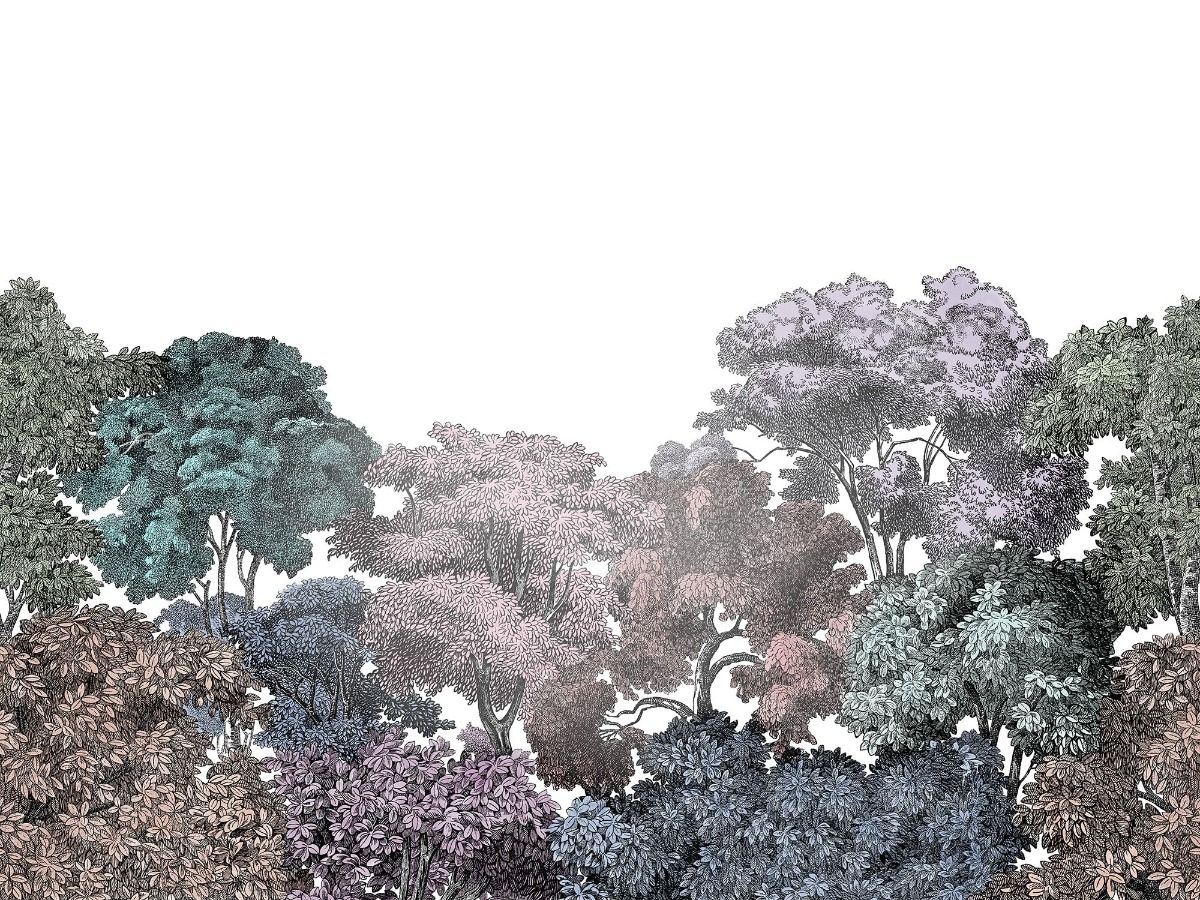 A seamless wallpaper texture with bellewood, rainbow units arranged in a None pattern
