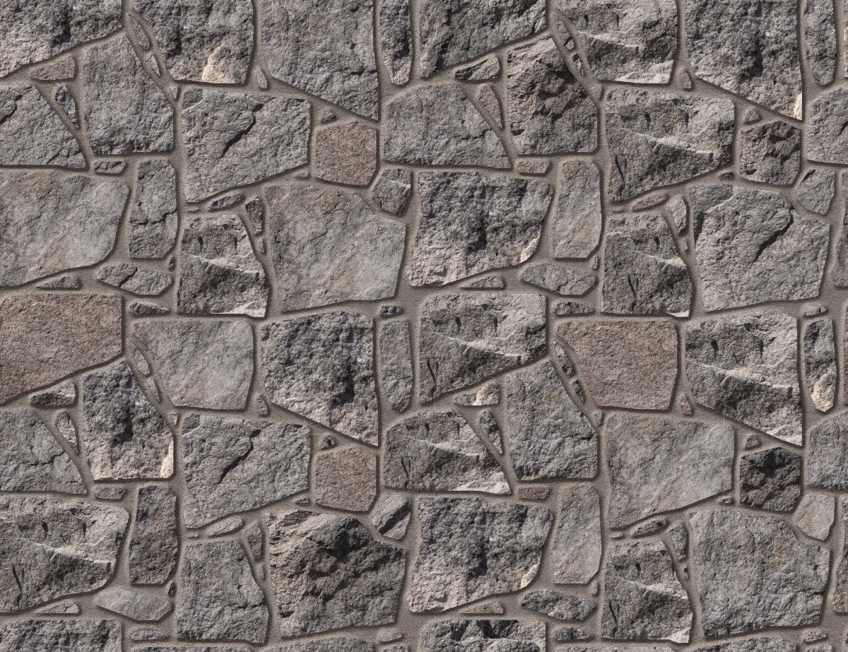 A seamless concrete texture with blacktruffle craft® foothill rubble blocks arranged in a Drystone pattern