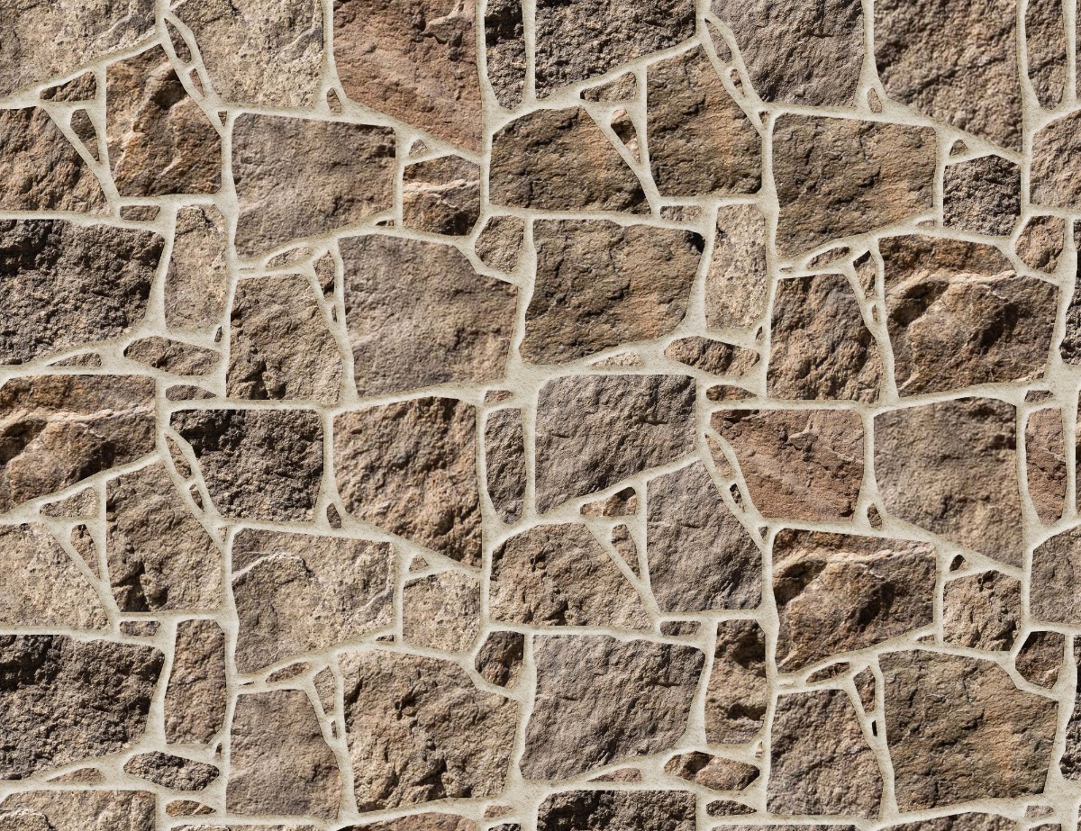 A seamless concrete texture with greentea craft® foothill rubble blocks arranged in a Drystone pattern