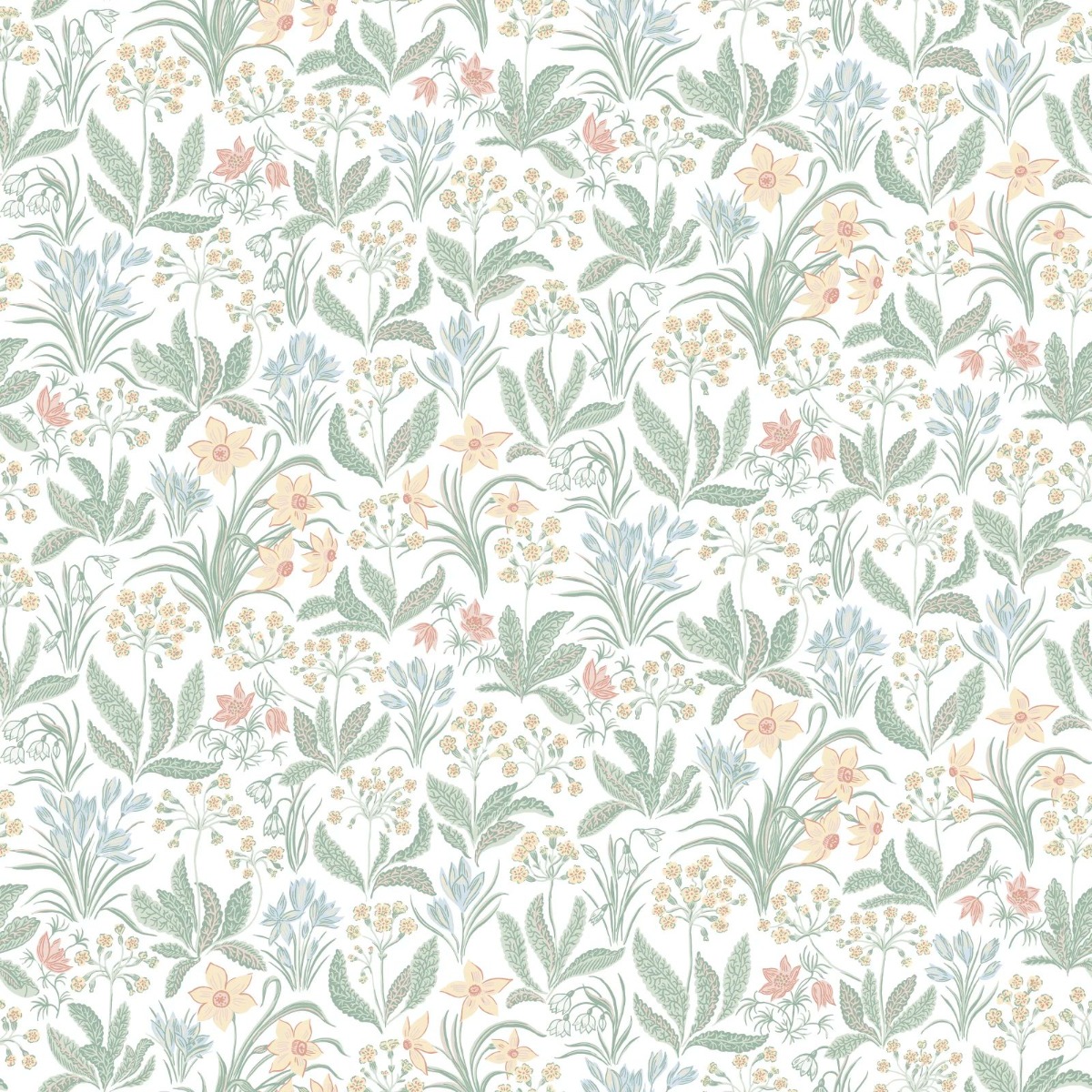 A seamless wallpaper texture with huset i solen, spring green units arranged in a Stretcher pattern