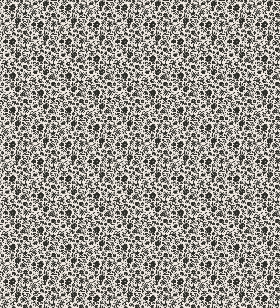 A seamless wallpaper texture with inky florals wallpaper units arranged in a Stack pattern