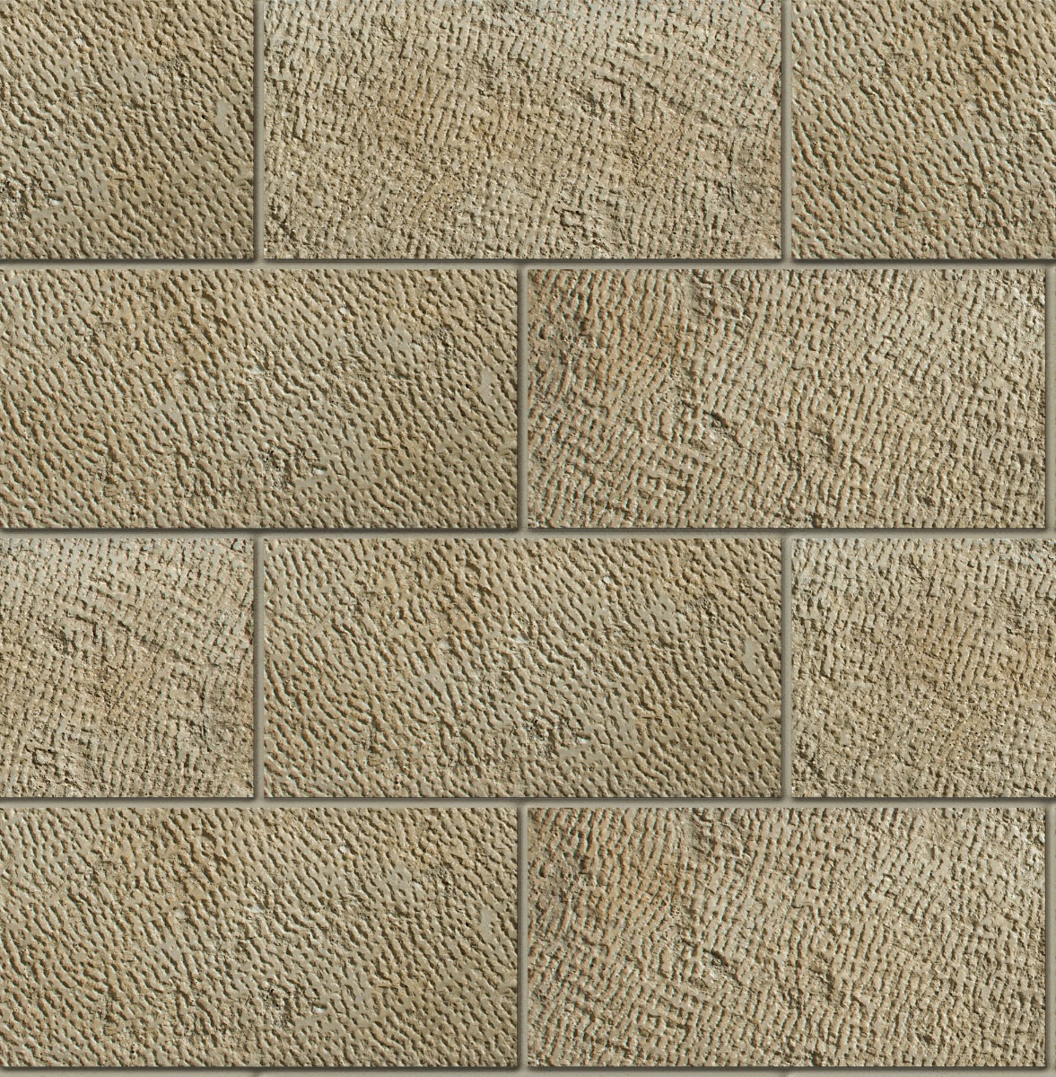 A seamless concrete texture with knapsack craft® chiseled rectangle blocks arranged in a Stretcher pattern