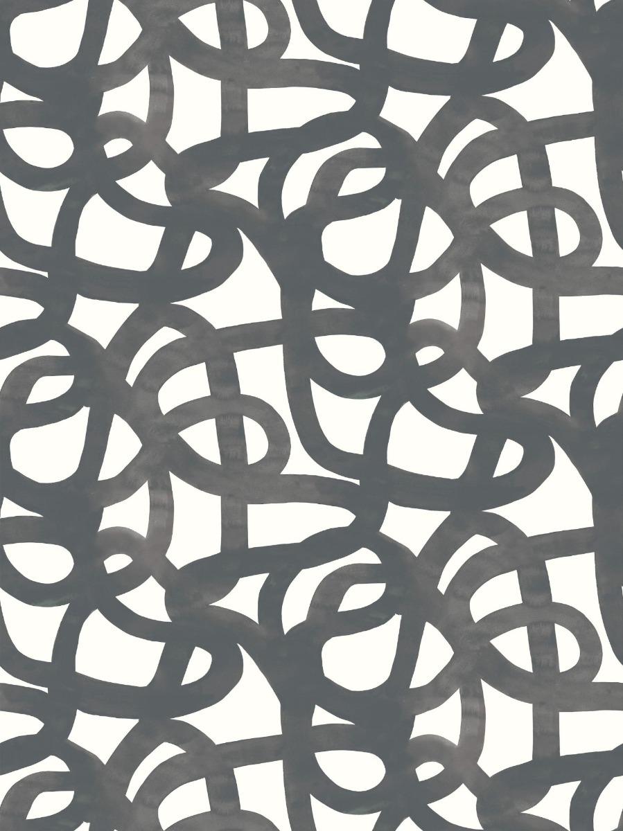 A seamless wallpaper texture with le freak - inky black on white units arranged in a None pattern
