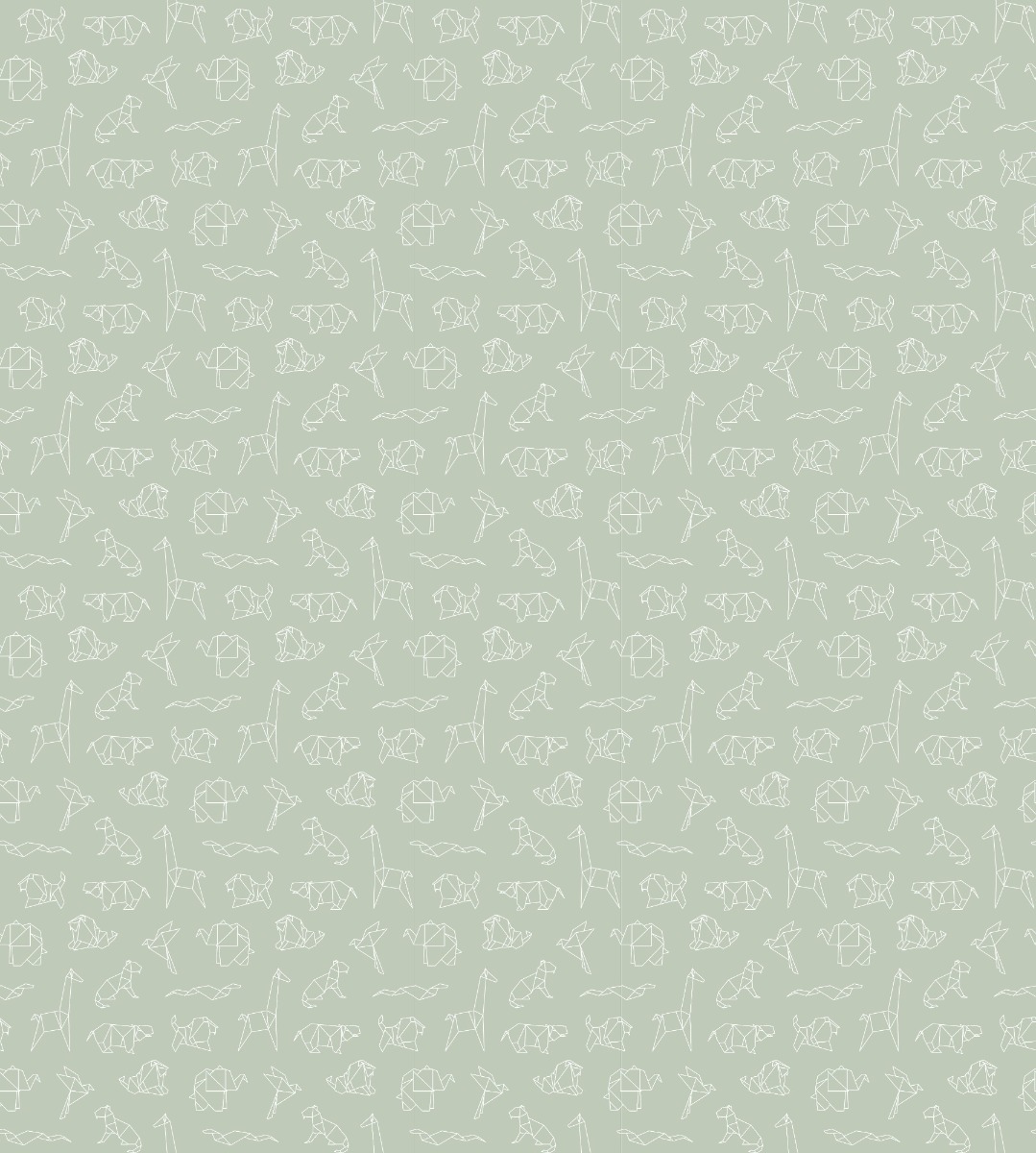 A seamless wallpaper texture with origami safari wallpaper units arranged in a Stack pattern