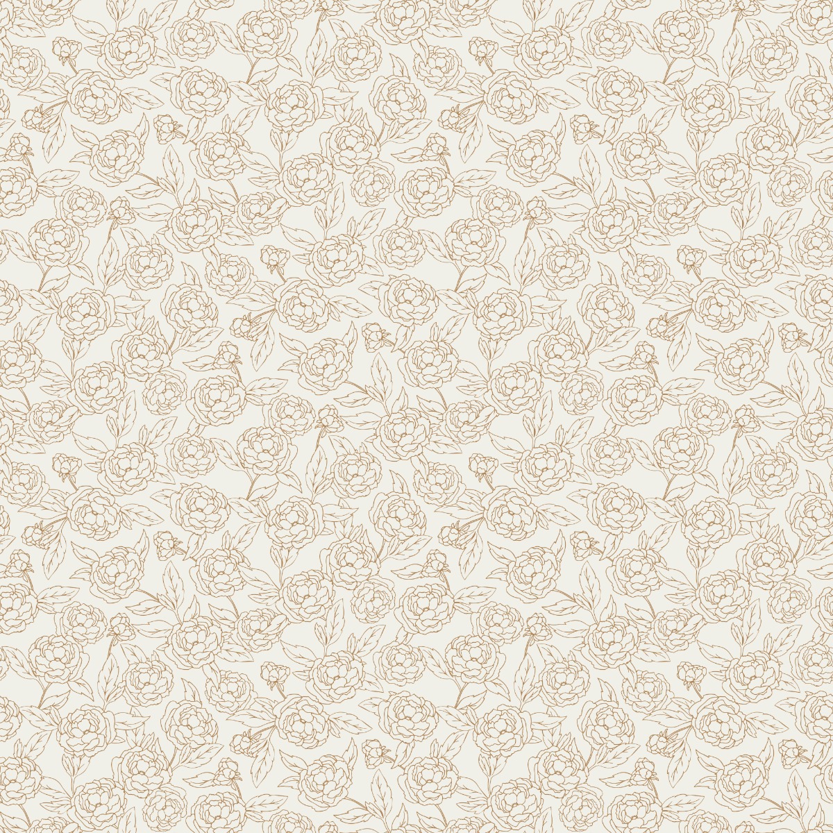 A seamless wallpaper texture with outlined peonies wallpaper units arranged in a Stack pattern