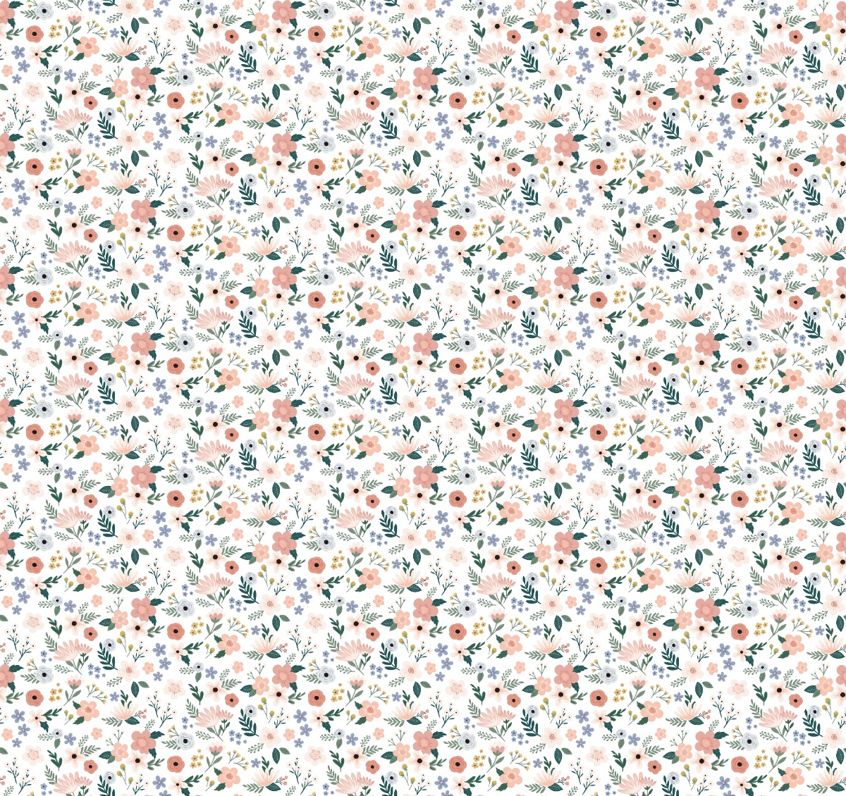 A seamless wallpaper texture with playful florals wallpaper units arranged in a Stack pattern