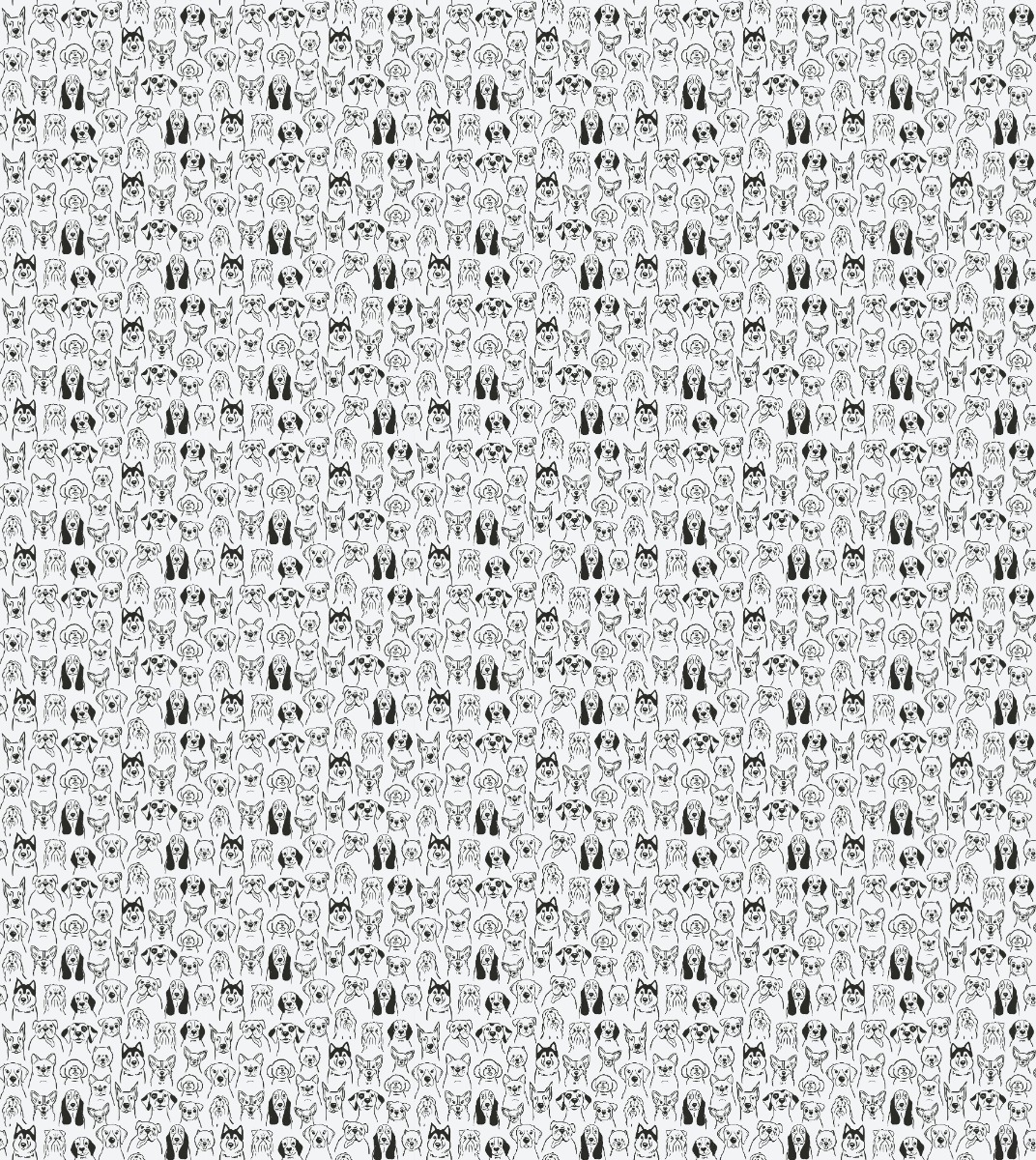A seamless wallpaper texture with puppy dogs wallpaper units arranged in a Stack pattern