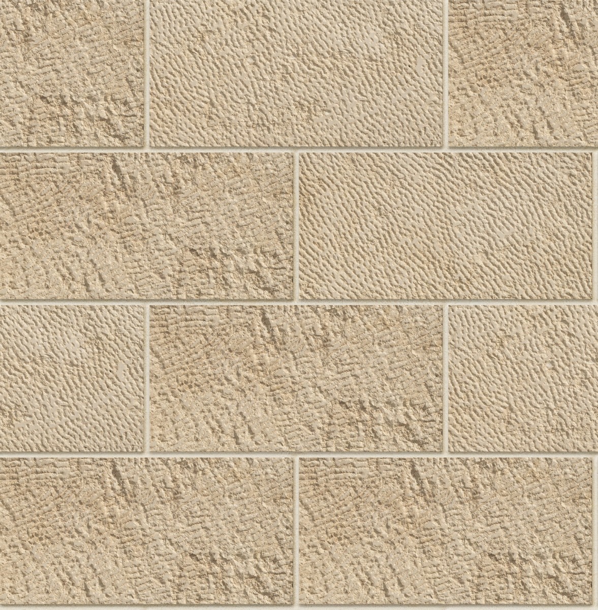 A seamless concrete texture with sandollar craft ® chiseled rectangle blocks arranged in a Stretcher pattern