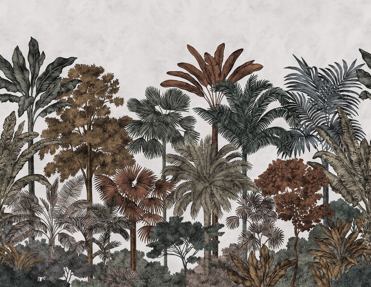 A seamless wallpaper texture with tropical bellewood units arranged in a None pattern