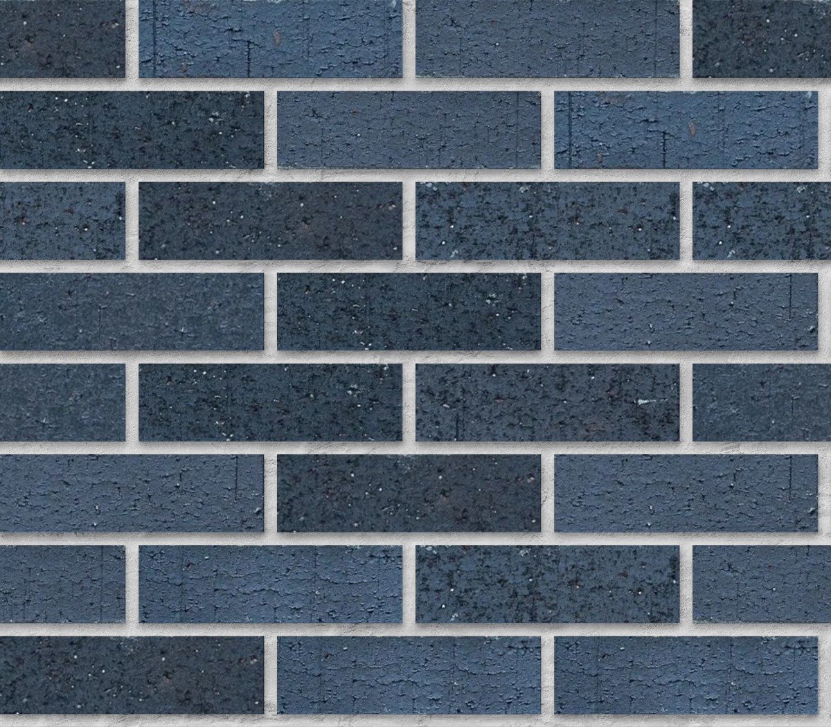 A seamless brick texture with blue black units arranged in a Stretcher pattern