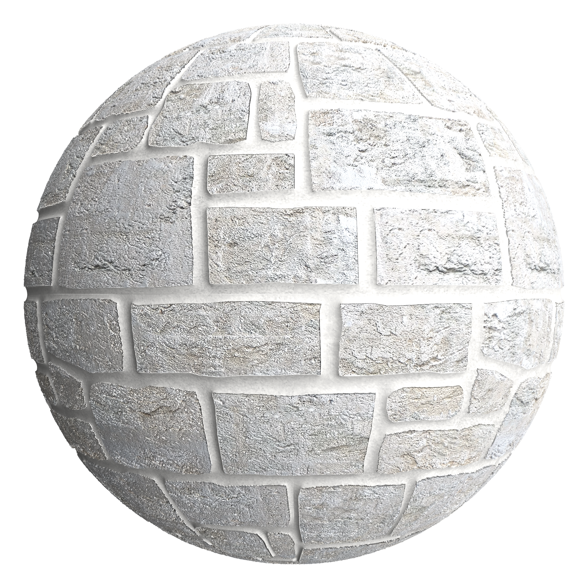 3D sphere preview of Buff, Varied Ashlar seamless texture