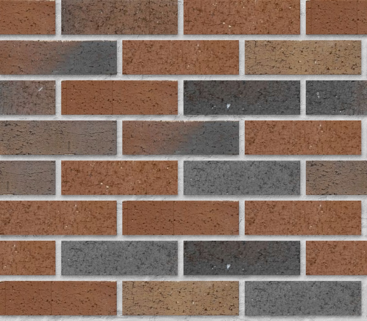 A seamless brick texture with chestnut units arranged in a Stretcher pattern