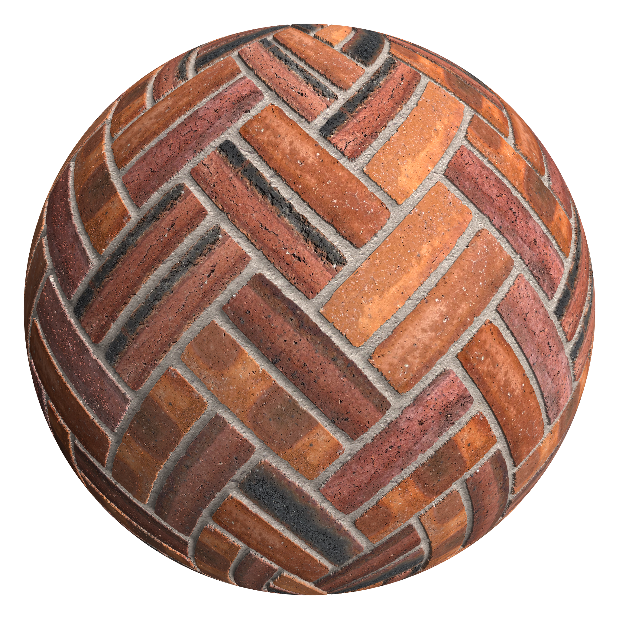 3D sphere preview of Merrilees Brick, Double Herringbone seamless texture