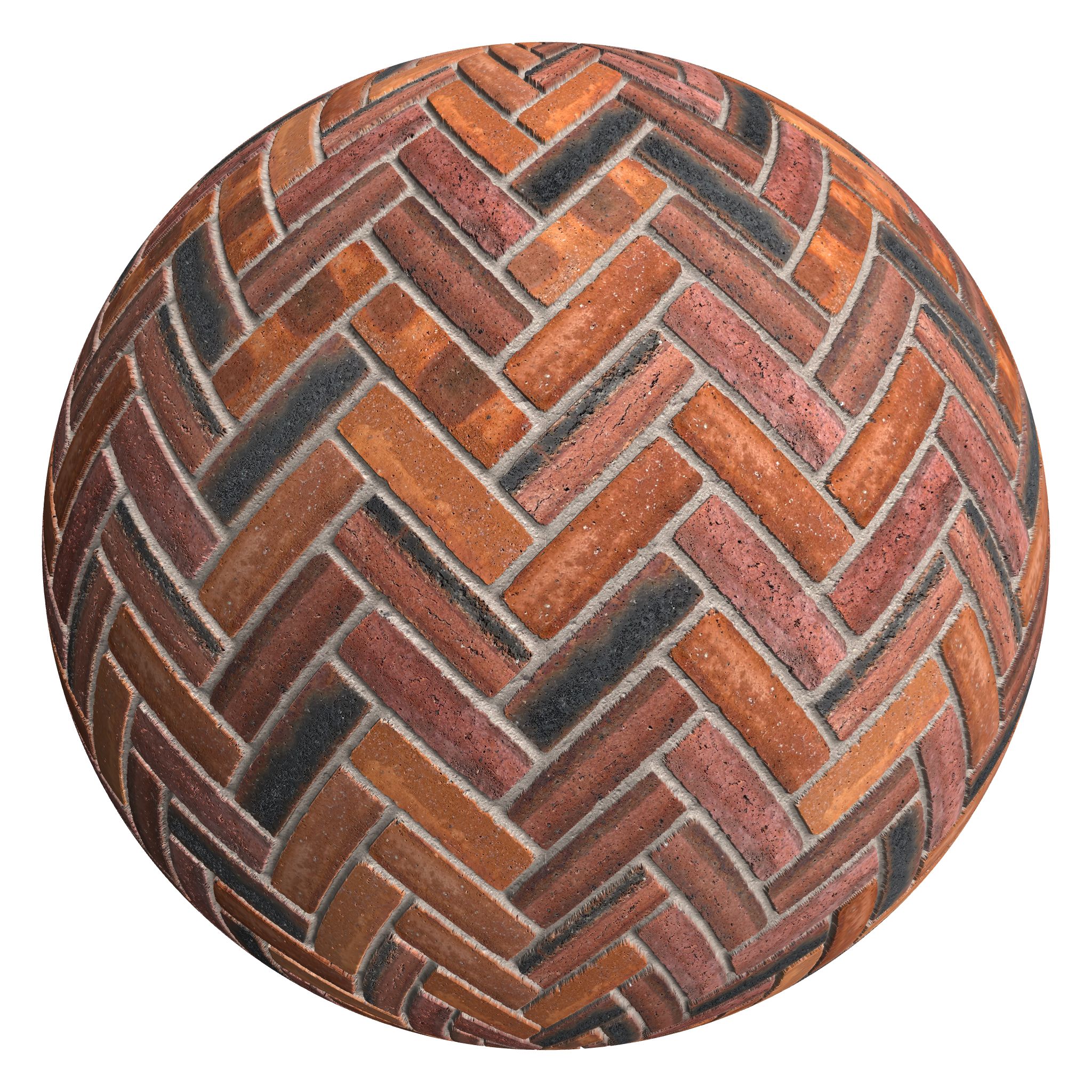 3D sphere preview of Merrilees Brick, Herringbone seamless texture