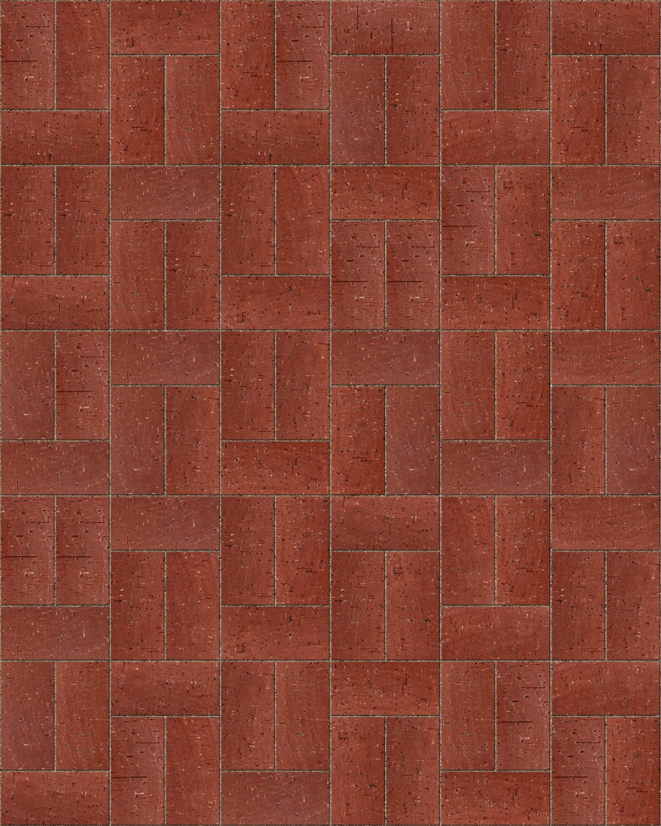 A seamless landscaping texture with red blend 4x8 invisi-lug® paver units arranged in a Single Basketweave pattern