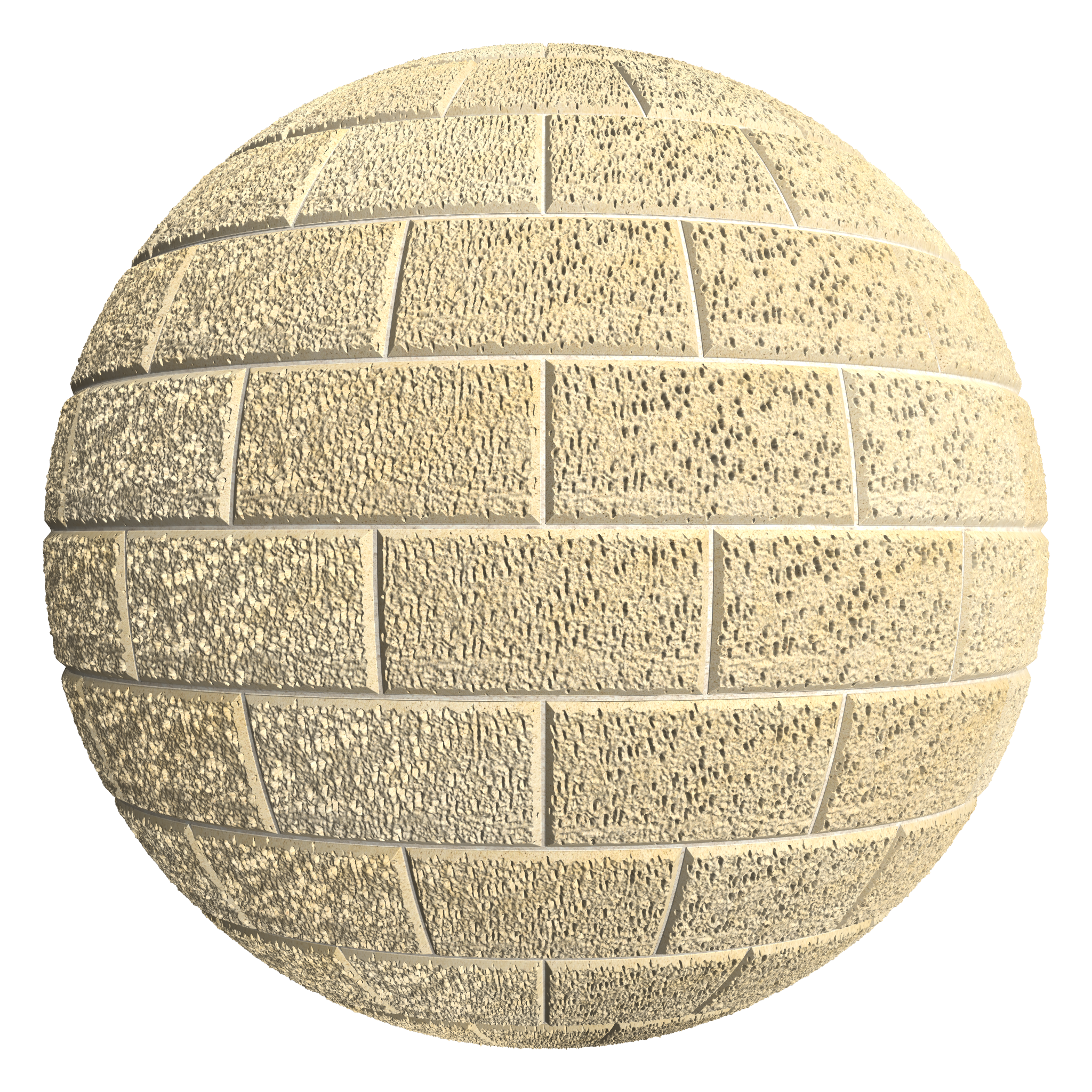 3D sphere preview of Pineapple Finished Sandstone, Stretcher seamless texture