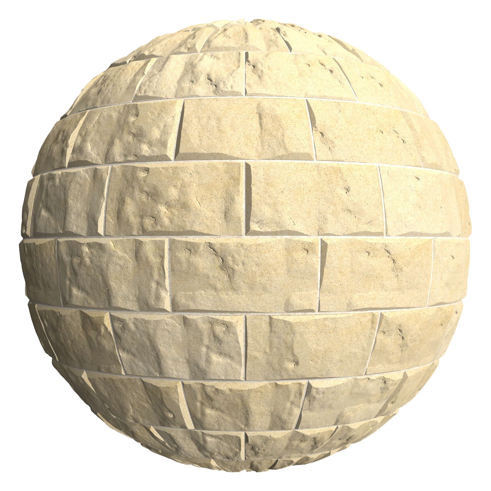 3D sphere preview of Pillowed Sandstone, Stretcher seamless texture