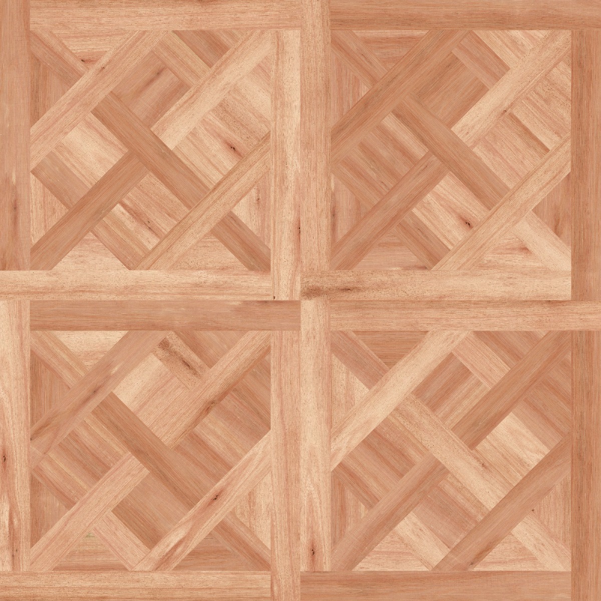 A seamless wood texture with eucalyptus boards arranged in a Framed Versailles pattern
