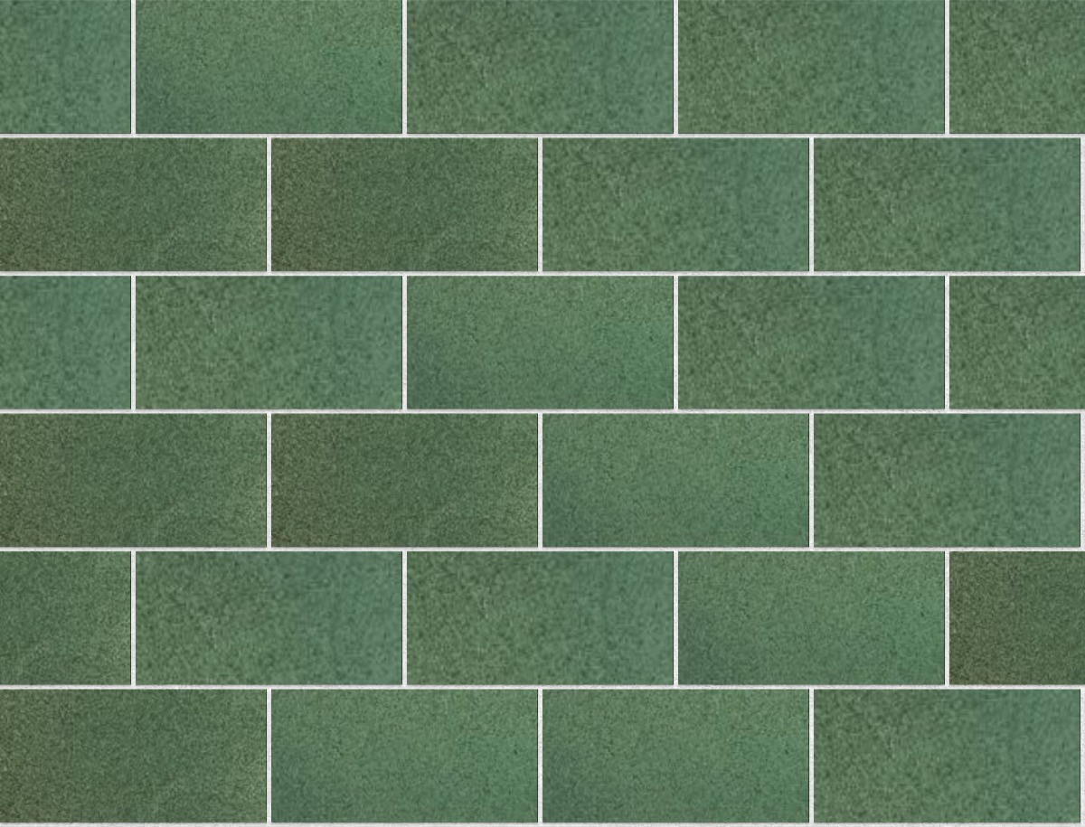 A seamless tile texture with tints bowland green tiles arranged in a Stretcher pattern