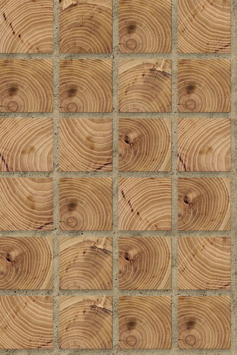 A seamless wood texture with wood paver boards arranged in a Stack pattern