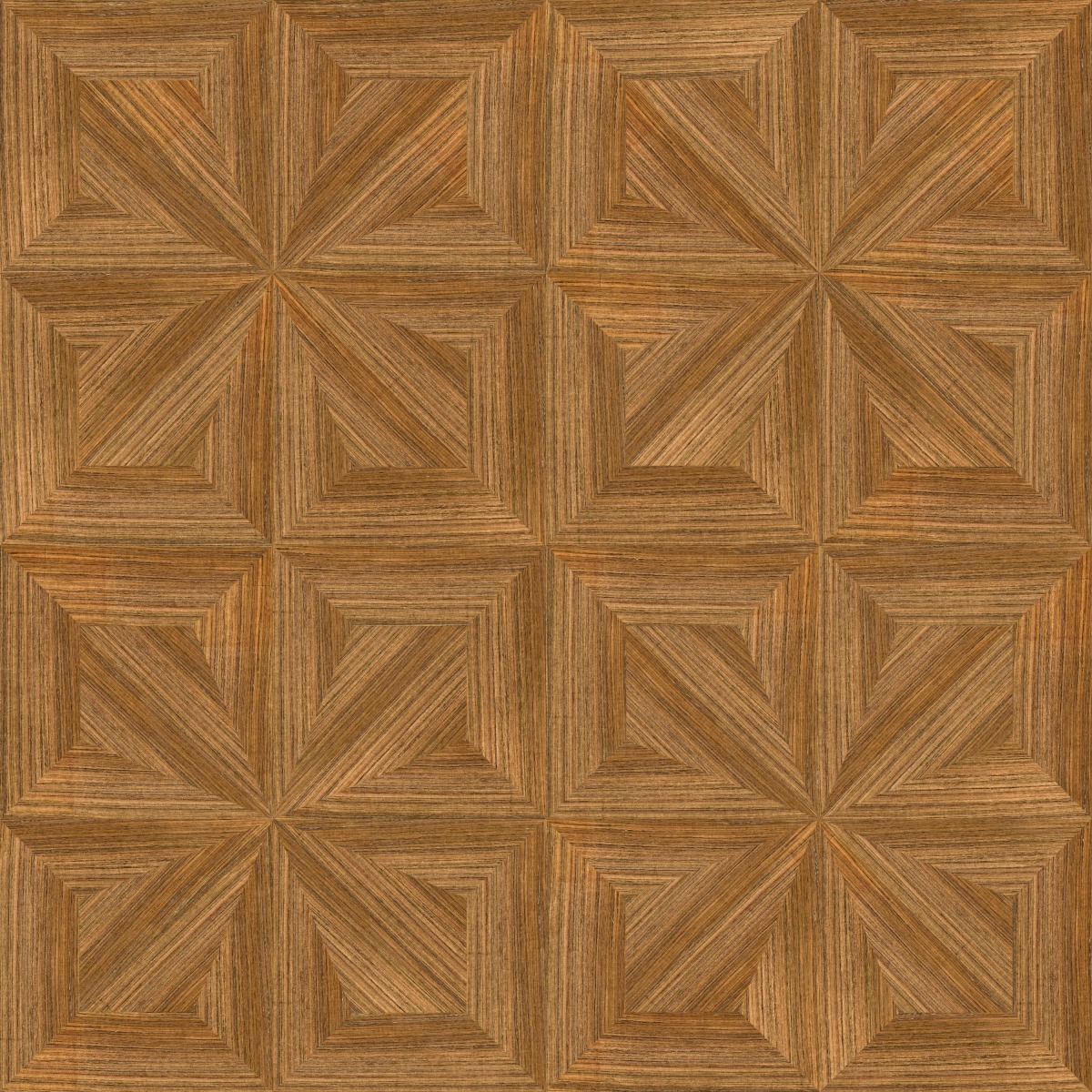 A seamless wood texture with ovangkol boards arranged in a Diamond Continuous Versailles pattern