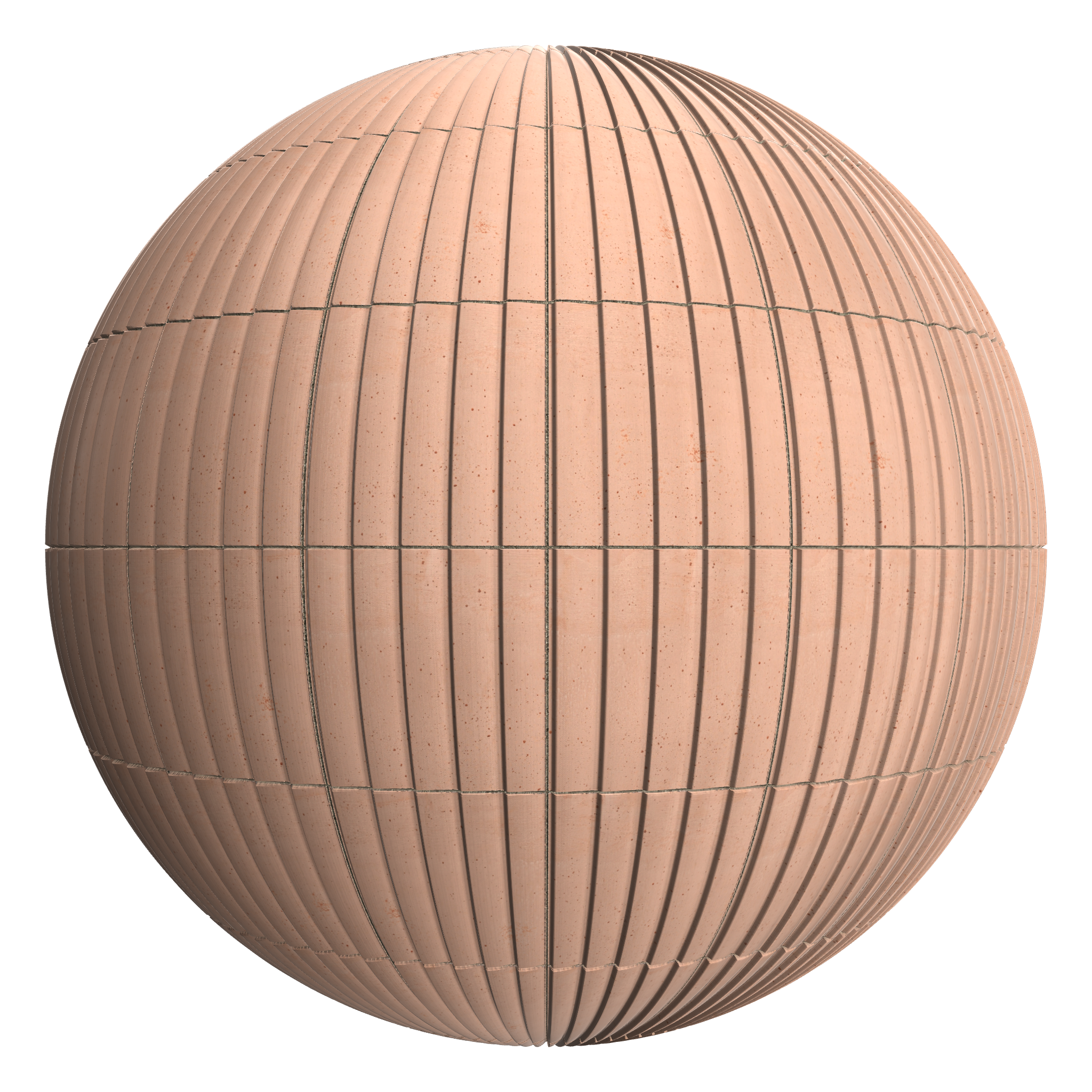 3D sphere preview of Fluted Terracotta Tile, Stack seamless texture