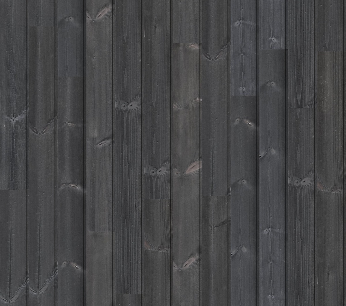 A seamless wood texture with thermal redwood | shou sugi ban | char & brushed | black boards arranged in a Staggered pattern