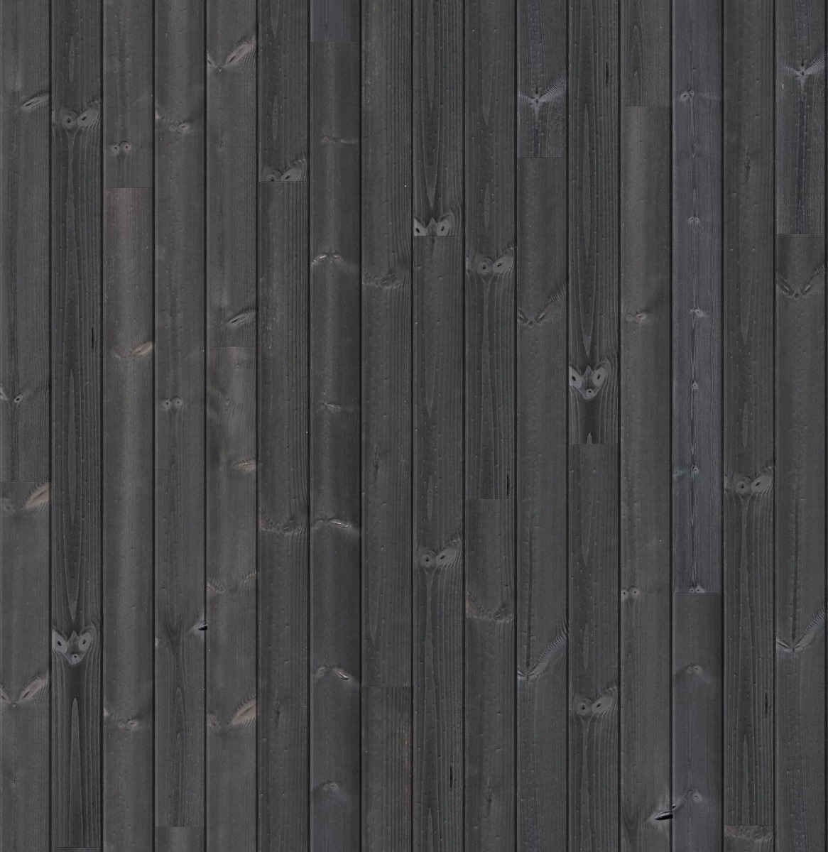 A seamless wood texture with thermal redwood | shou sugi ban | char & brushed | black boards arranged in a Staggered pattern