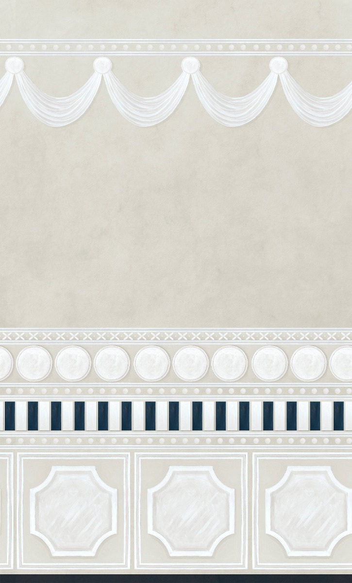 A seamless wallpaper texture with fresco mural units arranged in a None pattern