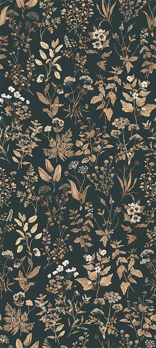 A seamless wallpaper texture with herbarium antique wallpaper units arranged in a None pattern