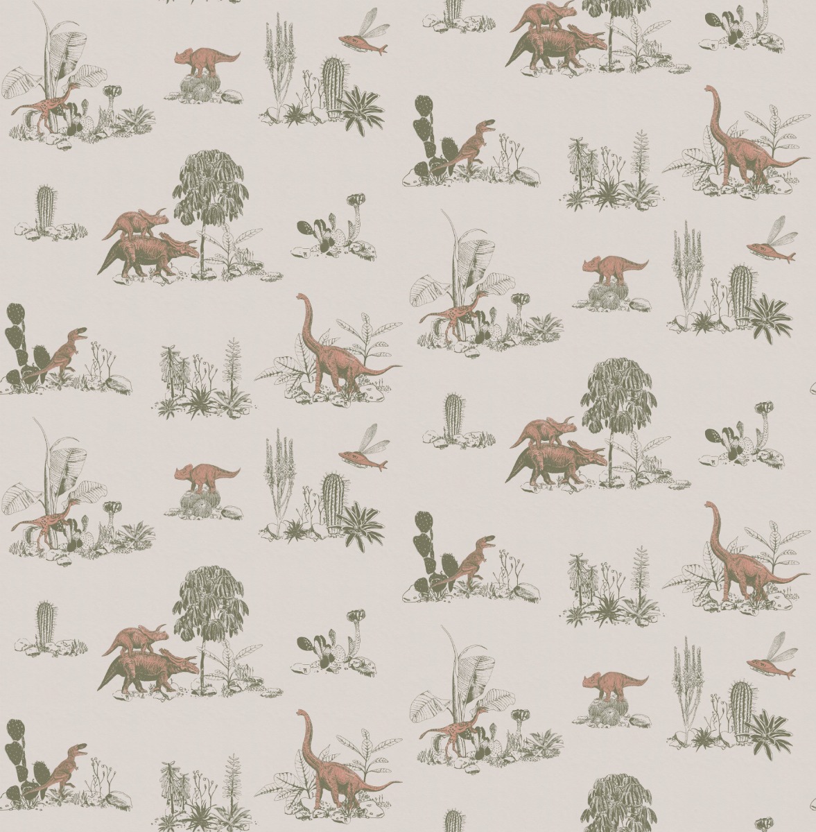 A seamless wallpaper texture with dino wallpaper pink green units arranged in a None pattern