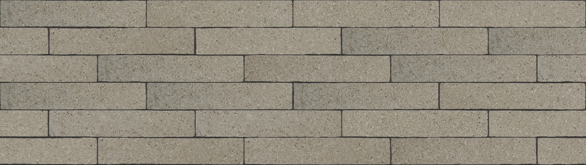 A seamless landscaping texture with graystone plank pavers units arranged in a 1/3 Running Bond pattern
