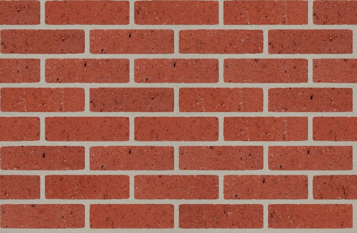 A seamless brick texture with indian red coarse velour units arranged in a Stretcher pattern