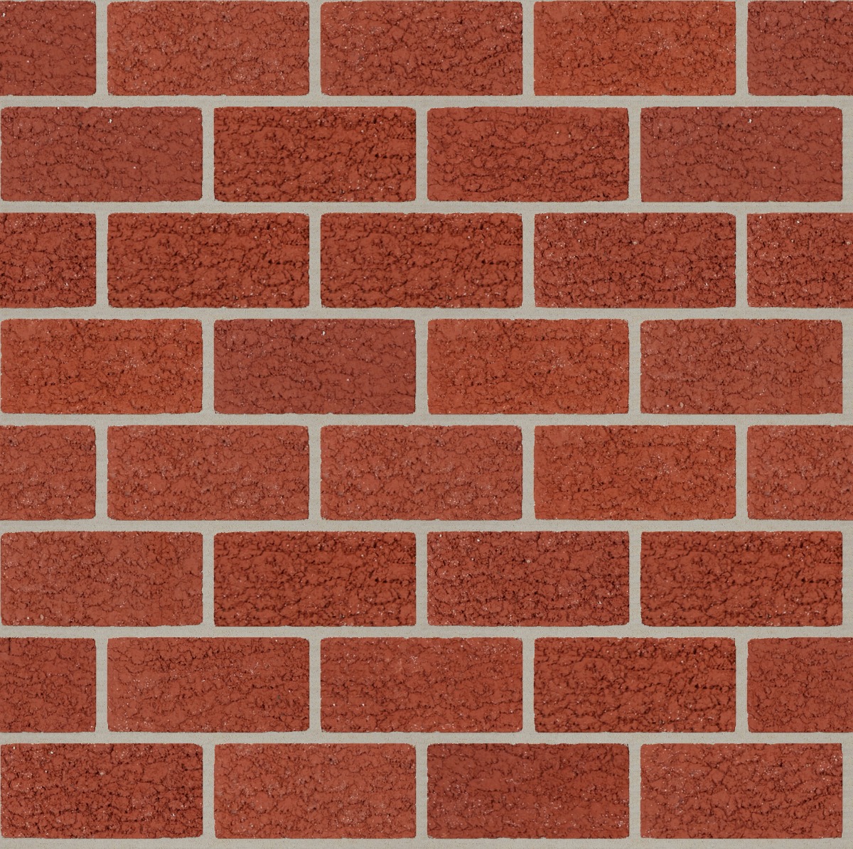A seamless brick texture with rainbow reds matt units arranged in a Stretcher pattern