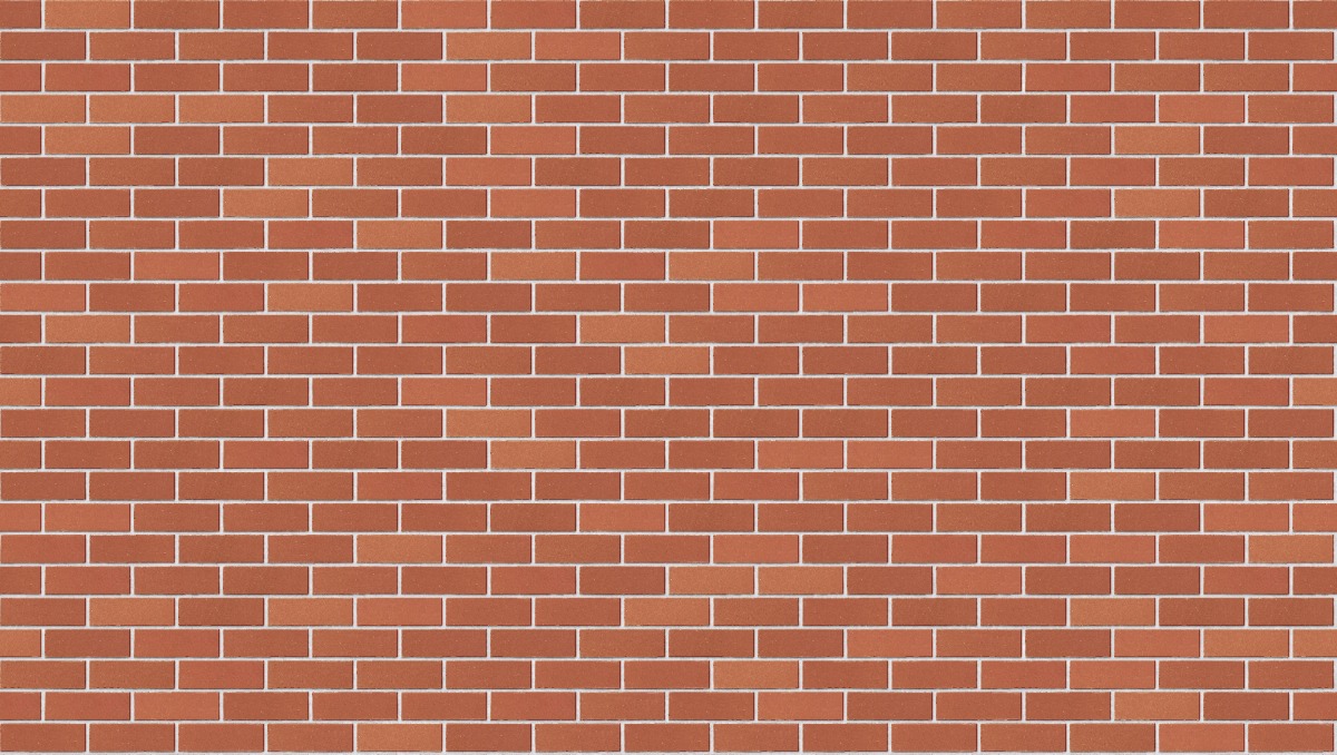 A seamless brick texture with red smooth units arranged in a Stretcher pattern