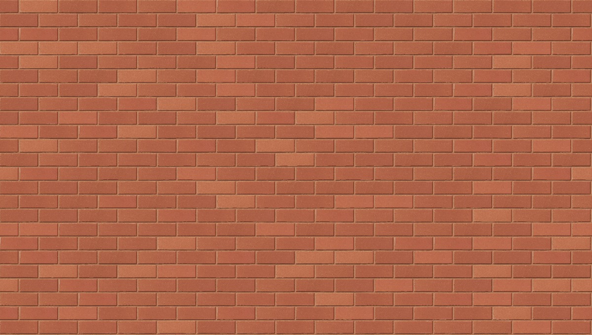 A seamless brick texture with red smooth units arranged in a Stretcher pattern