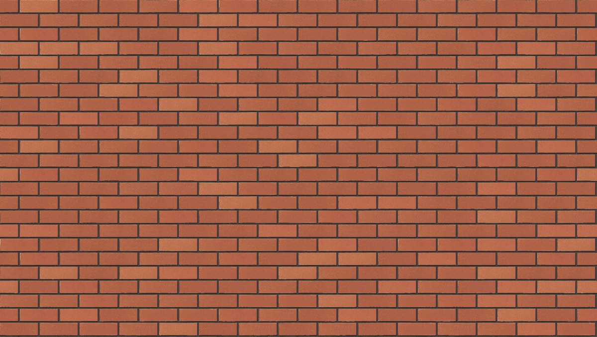 A seamless brick texture with red smooth units arranged in a Stretcher pattern