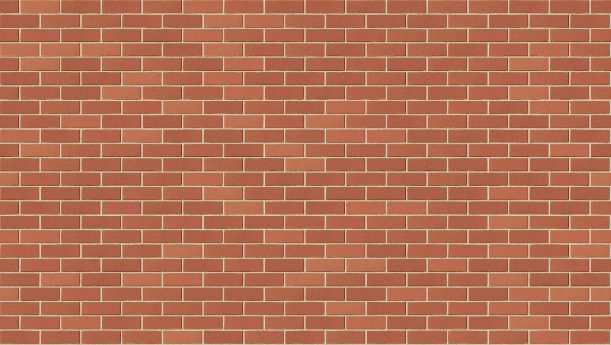 A seamless brick texture with red smooth units arranged in a Stretcher pattern