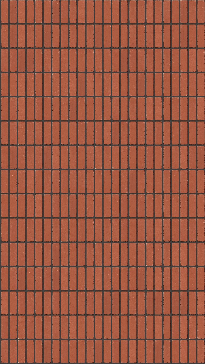 A seamless brick texture with red smooth tumbled units arranged in a Stack pattern