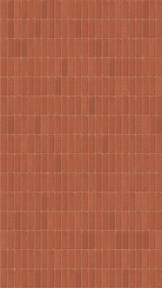 A seamless brick texture with red smooth tumbled units arranged in a Stack pattern