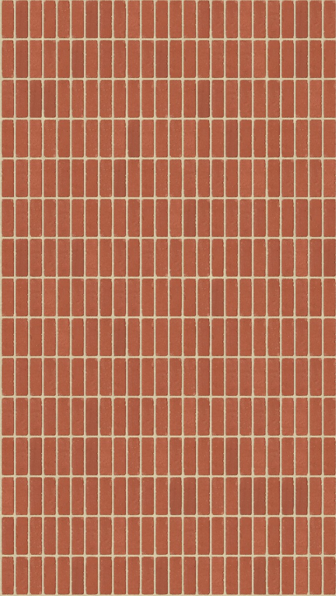 A seamless brick texture with red smooth tumbled units arranged in a Stack pattern