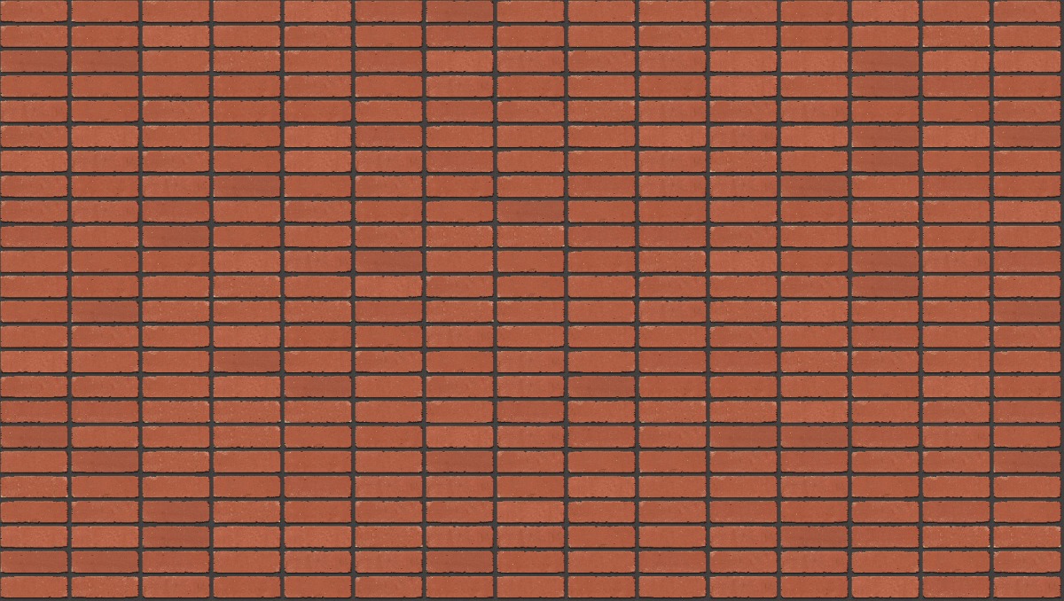 A seamless brick texture with red smooth tumbled units arranged in a Stack pattern