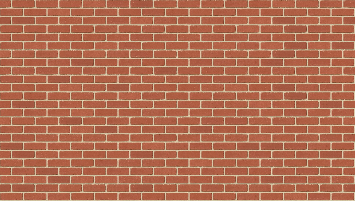 A seamless brick texture with red smooth tumbled units arranged in a Stretcher pattern