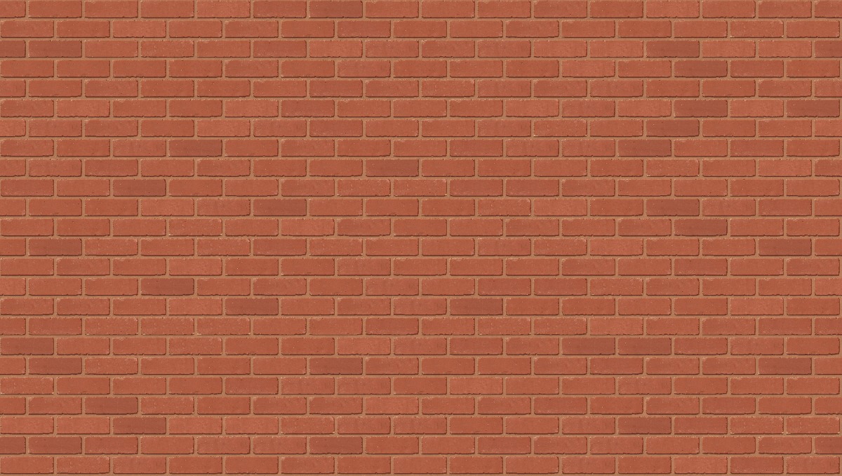 A seamless brick texture with red smooth tumbled units arranged in a Stretcher pattern