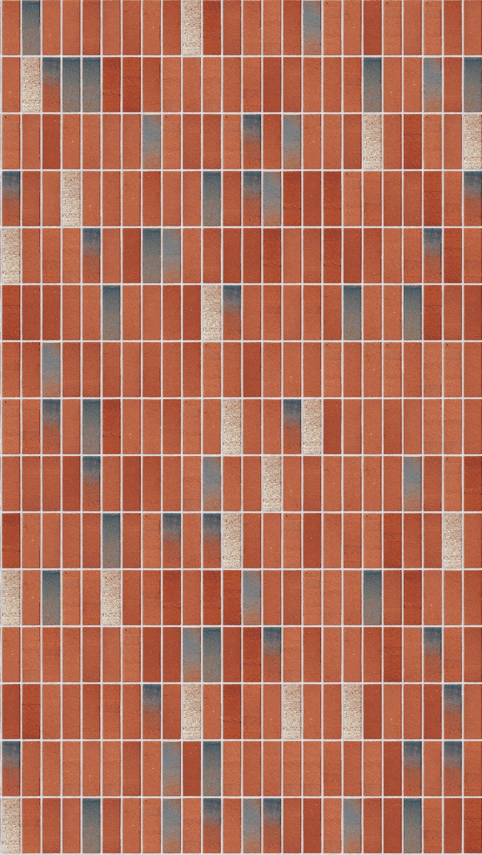 A seamless brick texture with restoration red units arranged in a Stack pattern